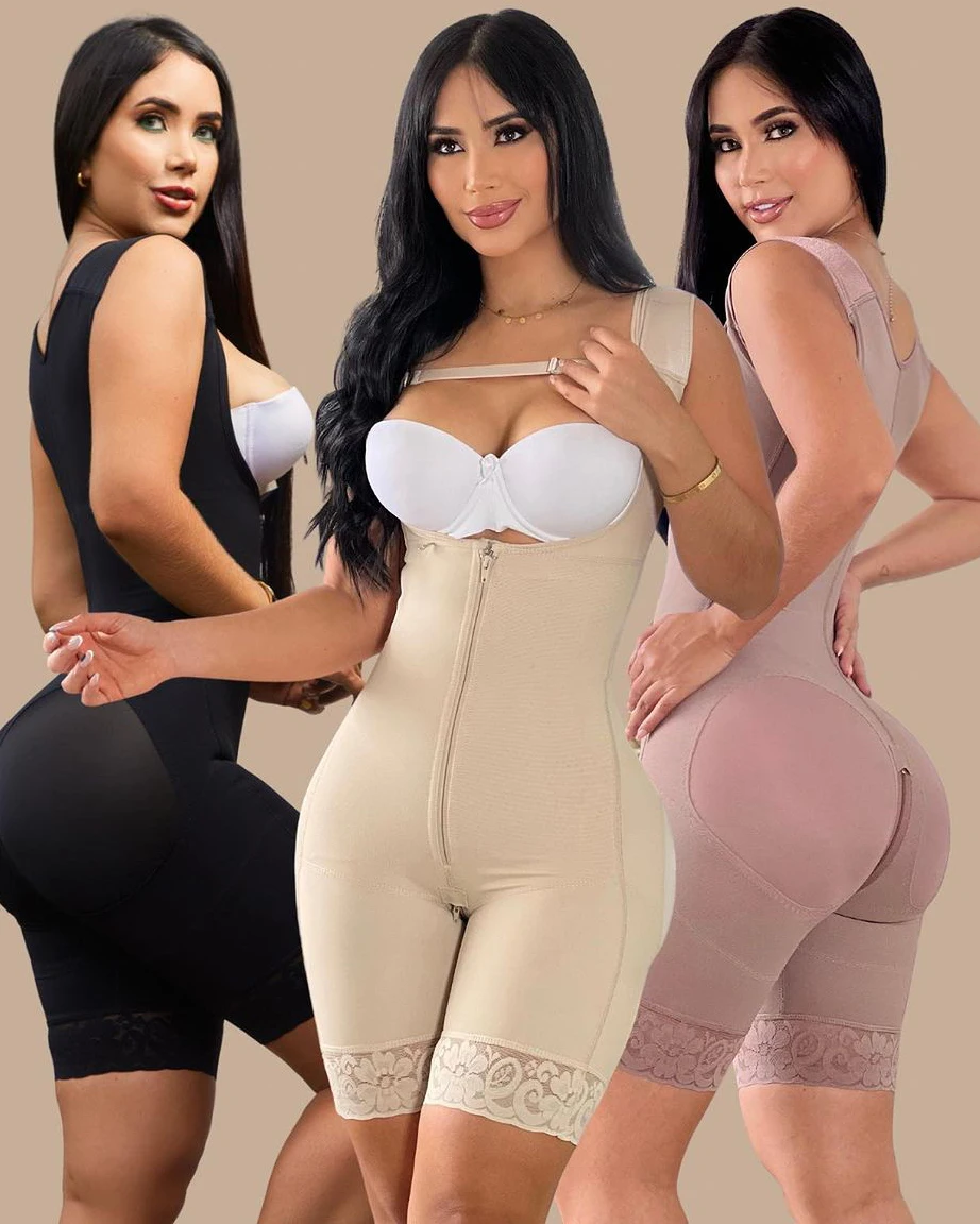 Fajas Colombianas women 's Slimming Postpartum Full Body Shaper Waist Trainer Post Liposuction Zipper one-piece shapewear