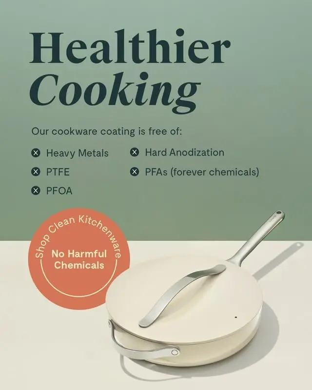 Pan with Lid (4.5 qt, 11.8") - Non Toxic, PTFE & PFOA Free - Oven Safe & Compatible with All 5