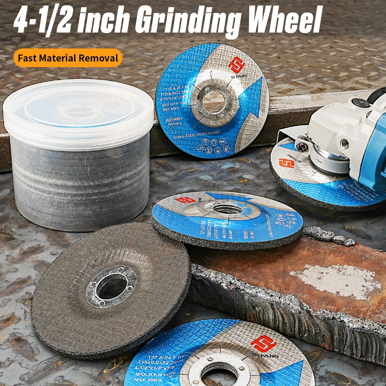 Grinding Wheel NunDunco 115mm Resin Grinding Wheel 4.5" for Angle Grinder Metal Stainless Steel Rust Removal Grinding 1-10Pcs