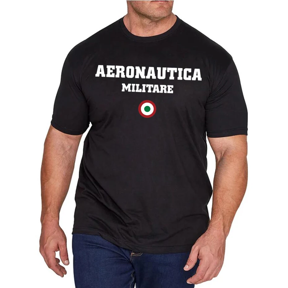 Italian Men Cotton tshirt Uomo Donna Aero Militare Logo T-shirt for Men Italia Freccie Tricolori Replica Big Tall Size T Shirts