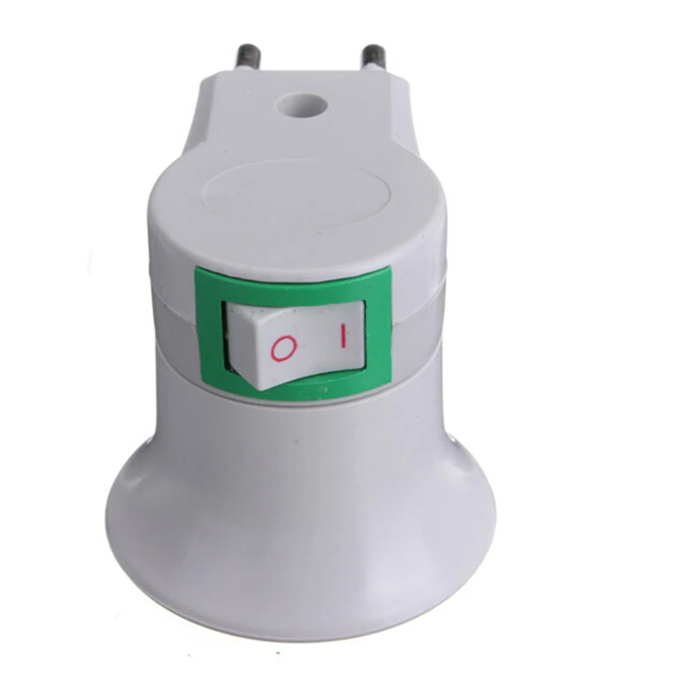 1PCS White E27 EU plug adapter with power on-off control switch Christams E27 Socket Lamp Base Lamp Socket
