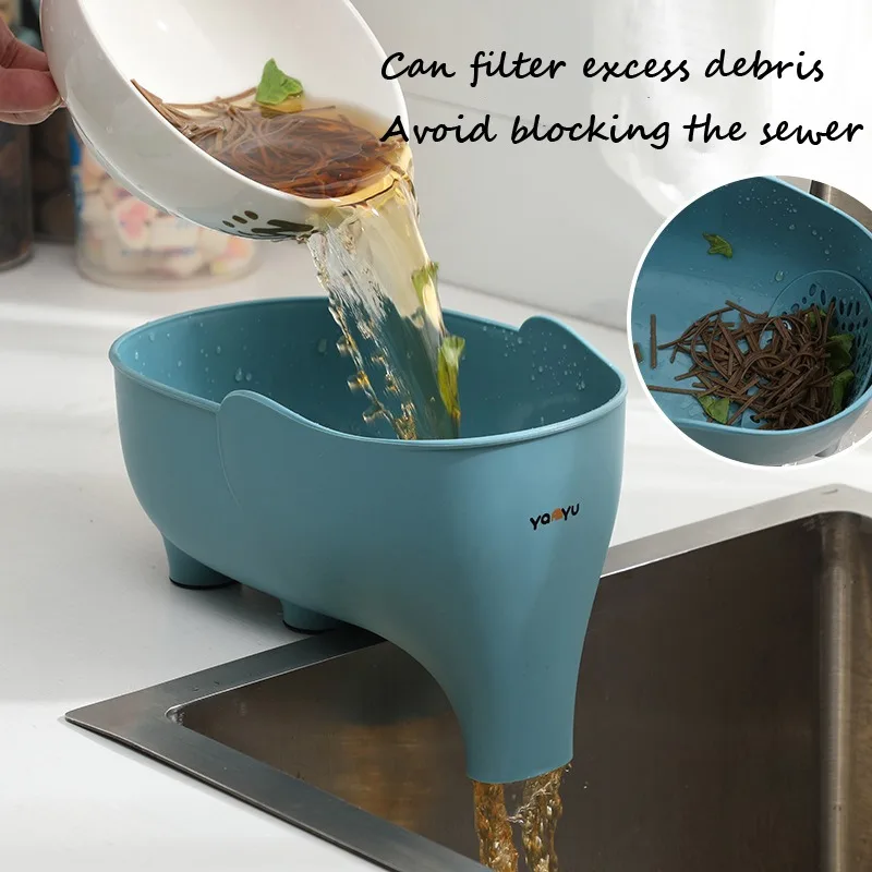 Elephant Drain Basket Multi-purpose Kitchen Storage Drain Basket Household Fruit and Vegetable Basket Plastic Drain Basket