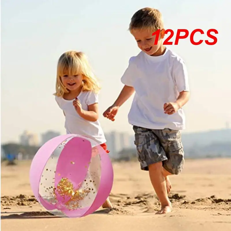 

12PCS Outdoor Inflatable Beach Ball Summer Water Play Party Pool Toys Kids Toys Glitter Confetti Beach Ball Accessories Water