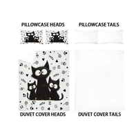 3pc Black Cat Printed Bedding Set with Coreless, Soft and Comfortable Multi Size Machine Washable 1 Duvet Cover+2 Pillowcases 2