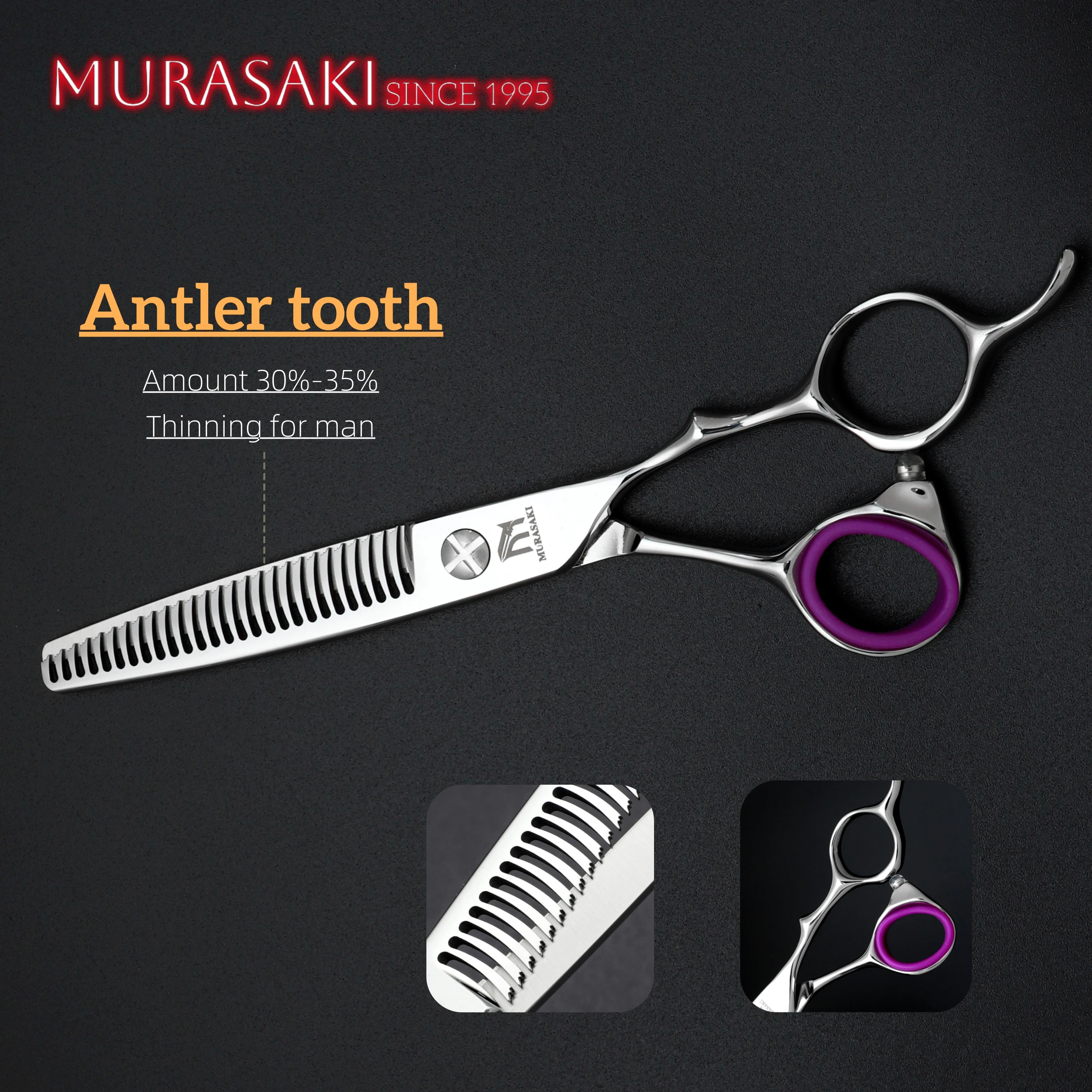 MURASAKI 6 Zoll professionelle Friseurschere, japanisches Friseurzubehör aus 440C-Stahl, extrem feine Effilierschere – Detail 7