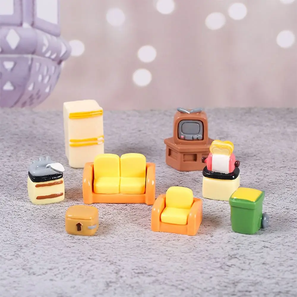

Artificial Mini Furniture Sofa TV Bread Machine Garbage Can Fairy Garden Miniatures Resin Crafts Figurines Dollhouse Home Decor