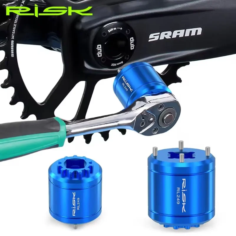 RISK 자전거 2-in-1 크랭크 커버 제거 도구 자전거 크랭크셋 캡 제거기 설치 도구 (DUB 11T XTR M9100 호환)