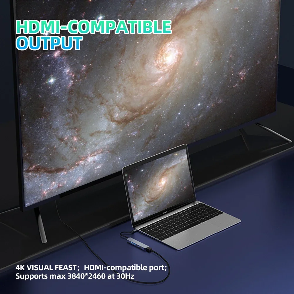 USB C Hub to 4K HDMI-compatible USB 3.0 2.0 Type C Charging SD TF Card Reader Docking Station for Phone MacBook Computer