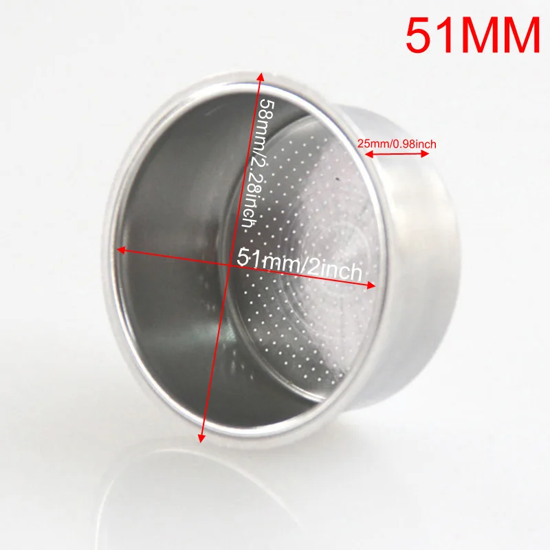 51mm Edelstahl Kaffeefilter korb 1/2/4 Tasse Espresso Tropf Sieb Sieb Kaffee maschine Sieb Kaffee Puck Bildschirm – Detail 6