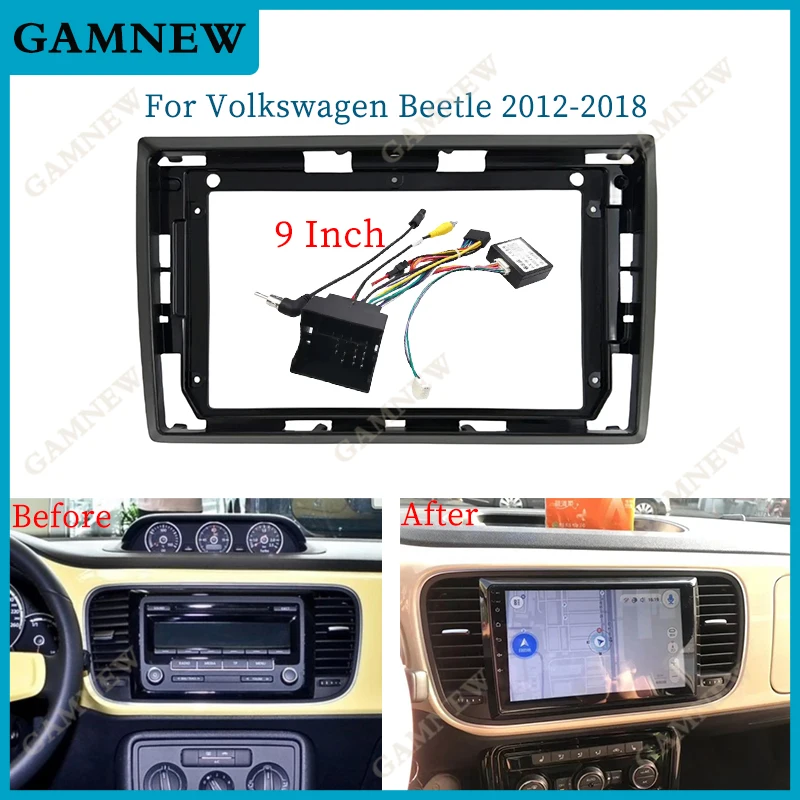 

9-дюймовый комплект для автомобильной панели, адаптер Canbus Box Android, радио, аудио, панель панели для Volkswagen Beetle 2012-2018