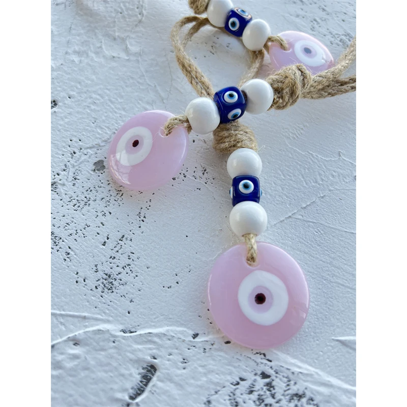Lucky Eye Glass Blue Turkish Evil Eye Pendant Wall Hanging Multi Color Bead Handmade Decoration for Home Living Room Car wall art decor wall hanging pendant crystal wall hanging glass pendant ornament