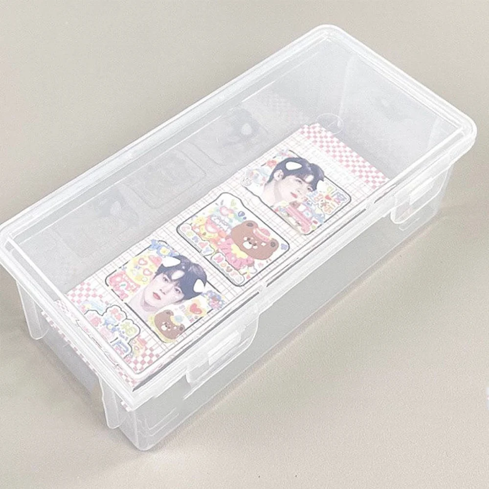 Transparent Photocard Storage Box 3 inch Idol Small Photo Card Organizer Case High Capacity Plastic Stationery Storage Case