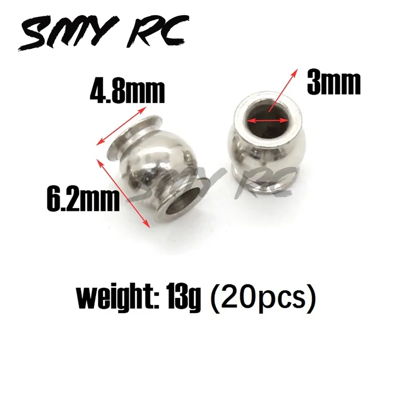 20 Pz 3Mm Giunto Sferico Estremità Stelo Per 1/10 Traxxas Trx4 Trx6 E-Revo Revo Summit T-Maxx E-Maxx Revo Rustler Slash Rc Ricambi Auto