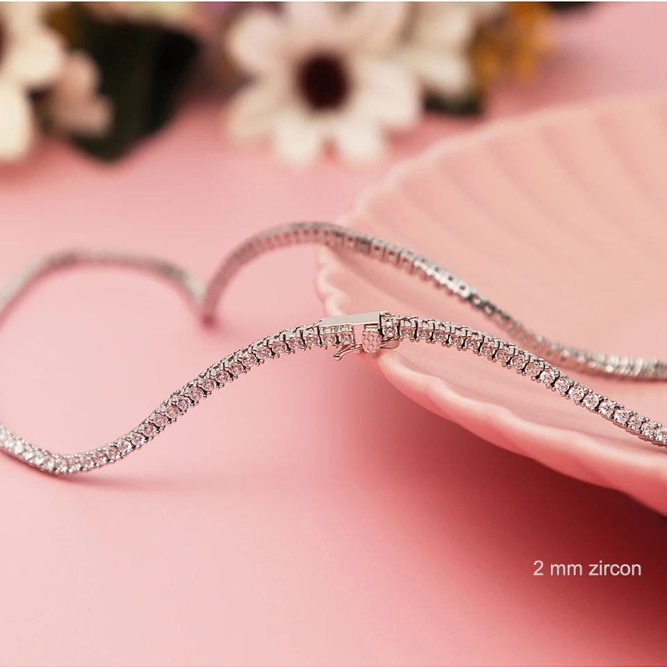 Gemstone Tennis Necklace Buy Silver 3mm Or 4mm 925 Moissanite