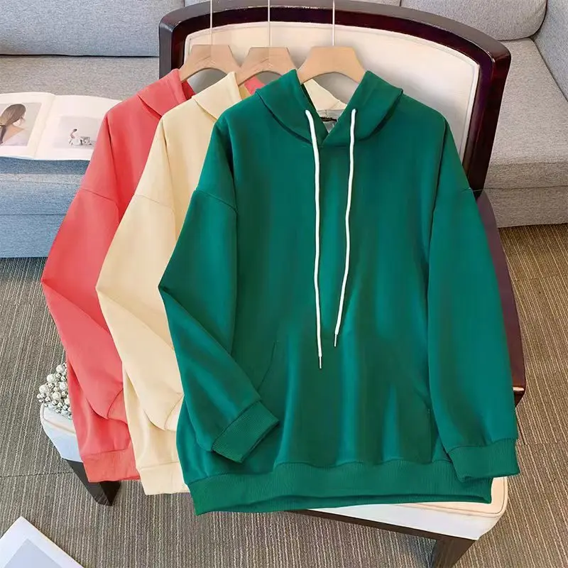 

150Kg Plus Size Women's Bust 160 Autumn Hooded Nine Color Sweatshirt Loose Long Sleeve Top 6XL 7XL 8XL 9XL 10XL