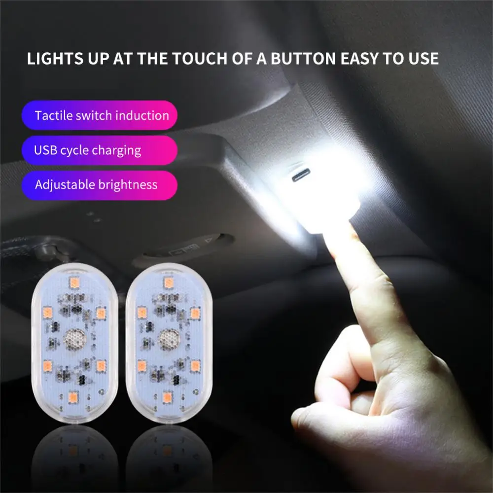 Magnetic Car Light Wireless Interior LED Touch Lights Decorative Lamp Auto Roof Ceiling Reading Lamps For Door Foot Trunk