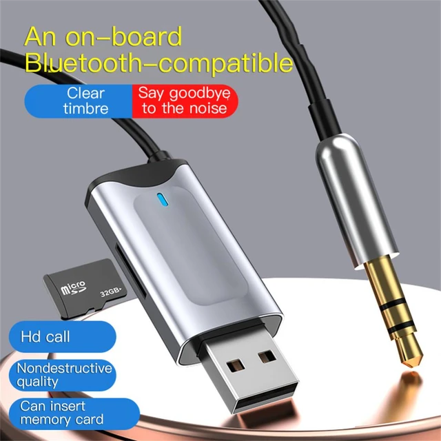 Transmisor y receptor Bluetooth 2 en 1, adaptador de transceptor de audio  inalámbrico USB compatible con llamadas manos libres Plug and Play para