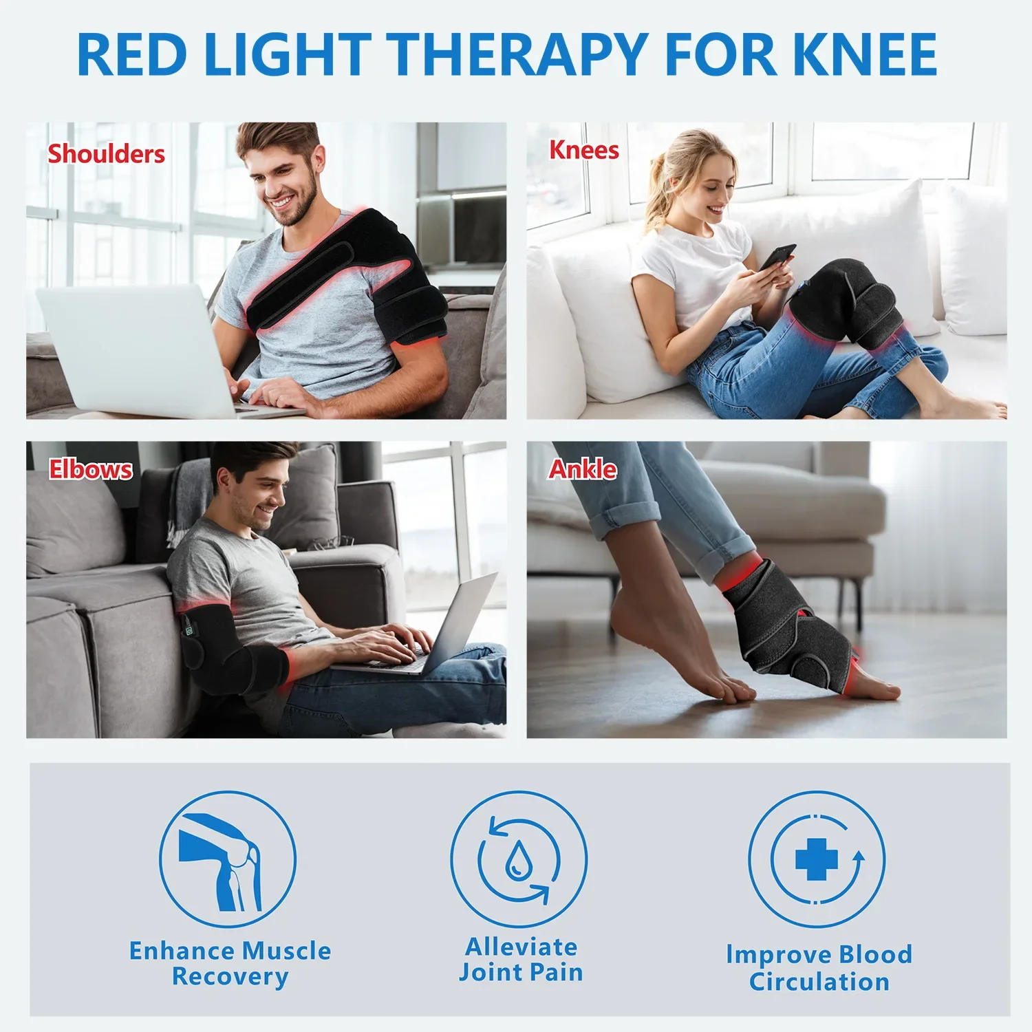96LED660/850nm Red Light Therapy and Heated Knee Pads for Knee Pain Relief
