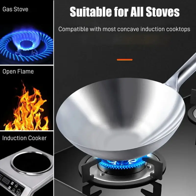 

Domestic round bottom frying pan Thickened foodgrade pan bottom Easy to clean without coating
