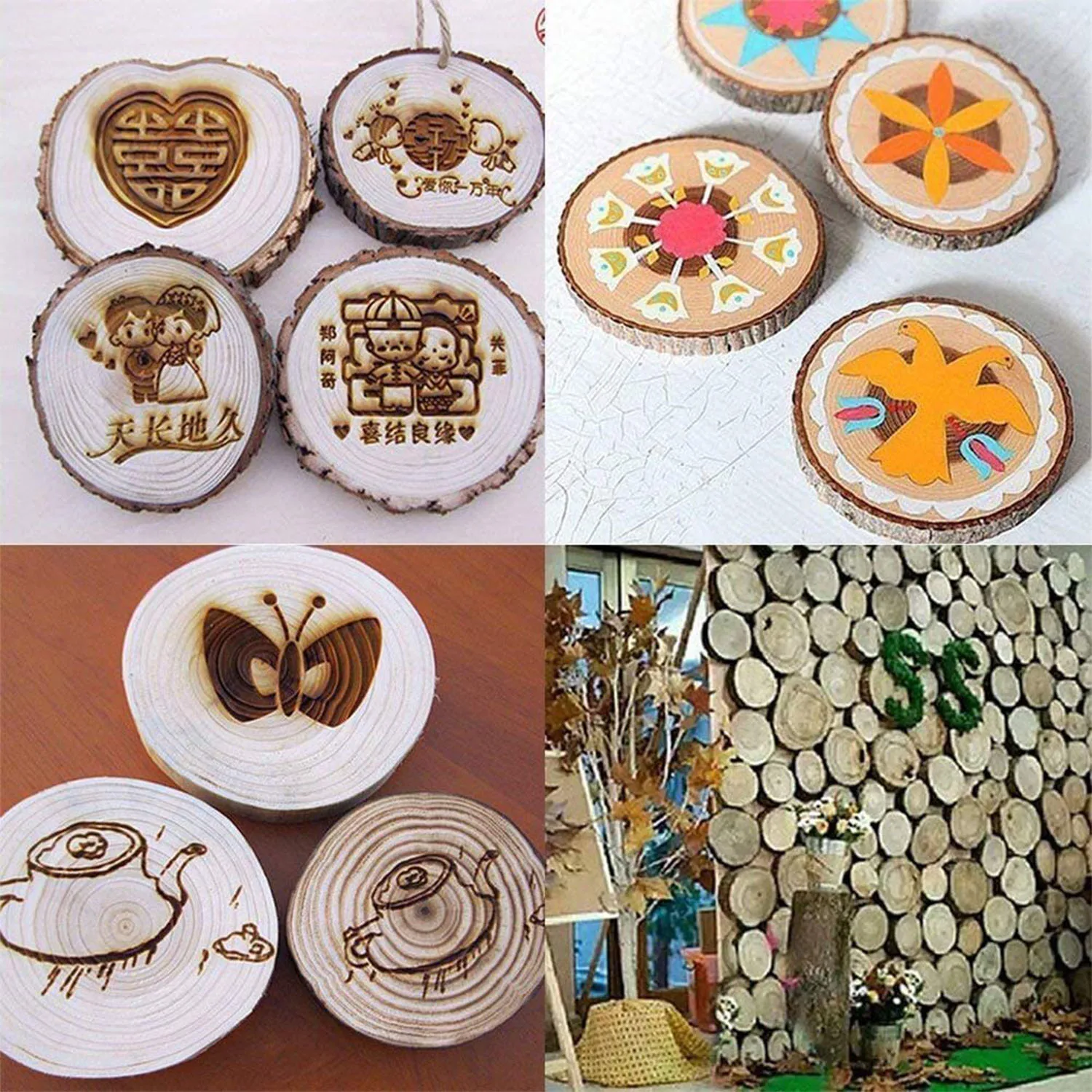 20pcs Natural Wood Slices Craft Wood Kit Unfinished Predrilled with Hole Wooden  Circles for Arts Christmas Ornaments DIY Crafts - AliExpress