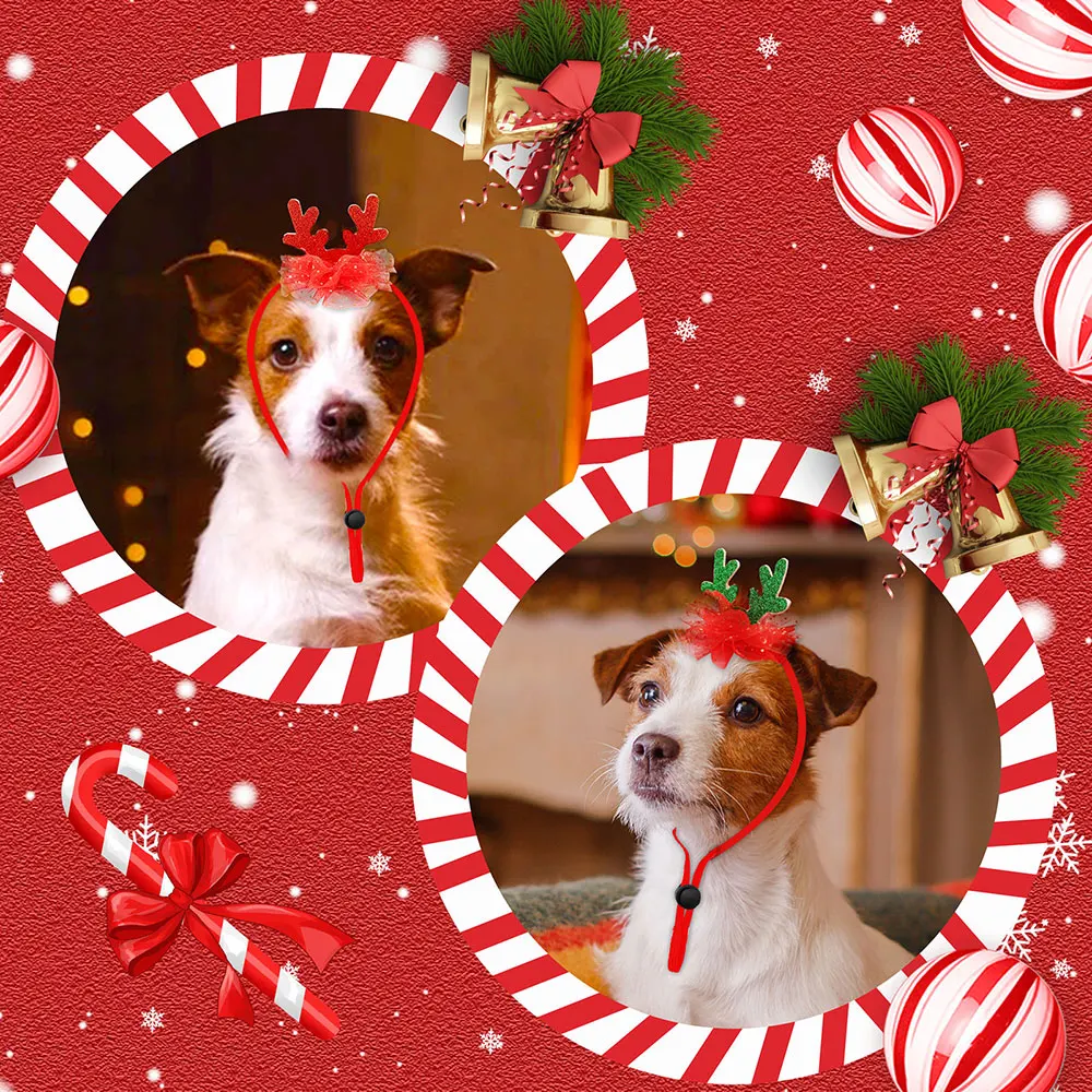 Fahion Christmas Dog Hat/Cap Deer Horn Hat Cute Costume Sequin