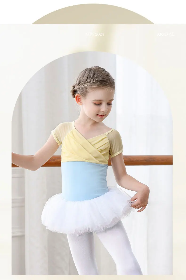 Ballettkleid, Kinder-Gymnastikanzug, Sommer-Übungsoutfit für Mädchen, kurzärmeliges Bandeau, chinesischer Tanz – Detail 11