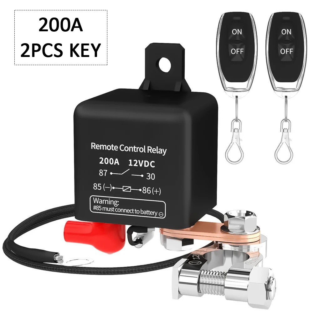 EARU 12V Remote Control Battery Switch Relay 120/200A Battery Disconnect Cut Off Isolator Switch Anti-Theft with Remote ControlSwitch