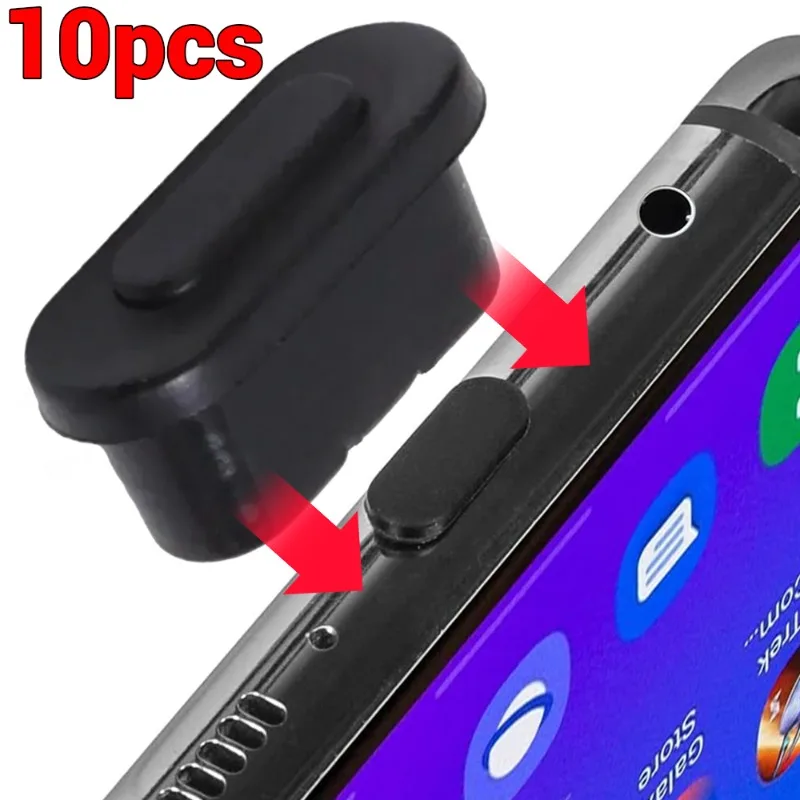 Type-C Dust Plug USB Charging Port Protector - Plastic Cover Smart Phone Accessory (10/1 Pack)