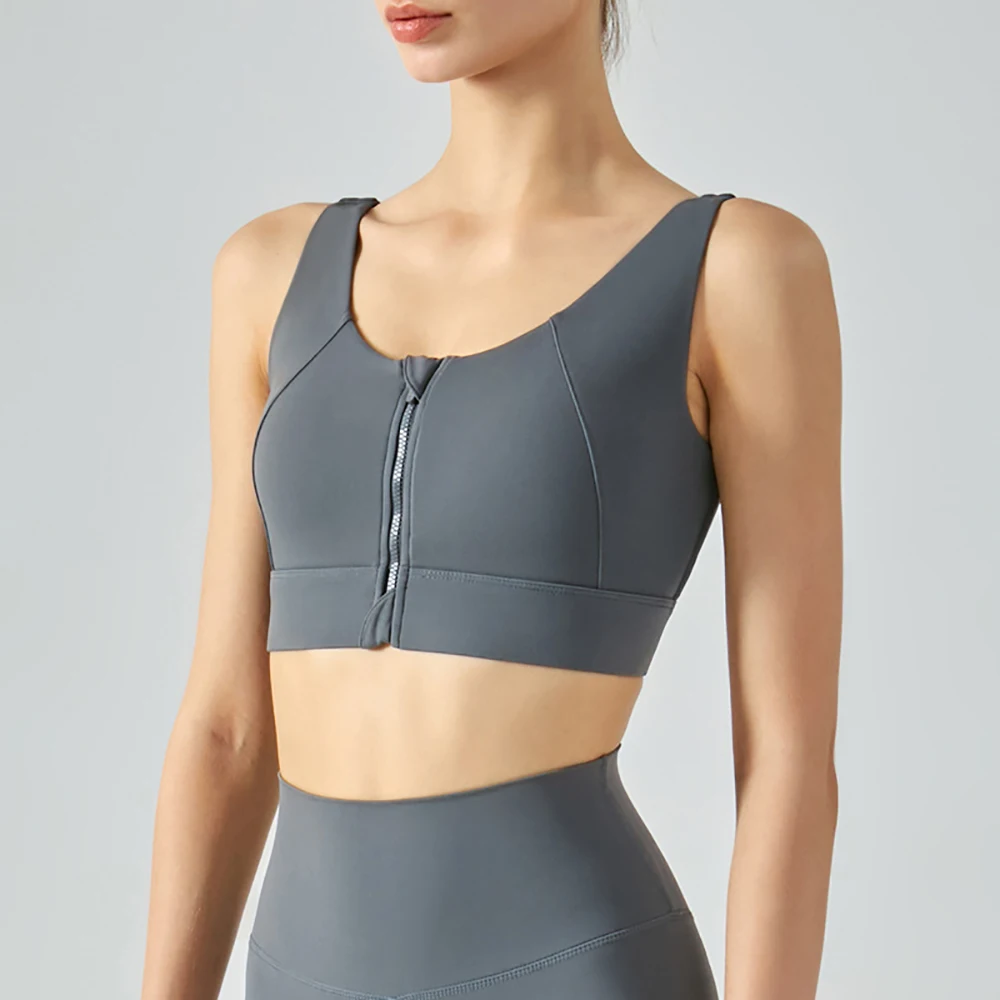 Gym Top Front Zipper Bra Yoga Fitness Tank Top Fitness Women Clothing