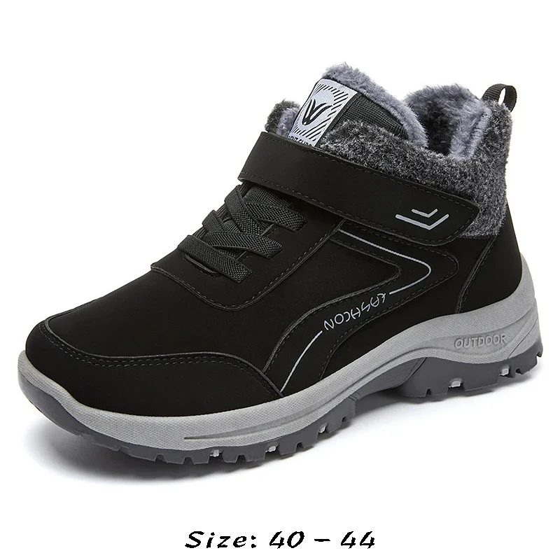 High quality ankle snow cotton boots for men thickening new 2023 winter casual plush warm shoe - black blue