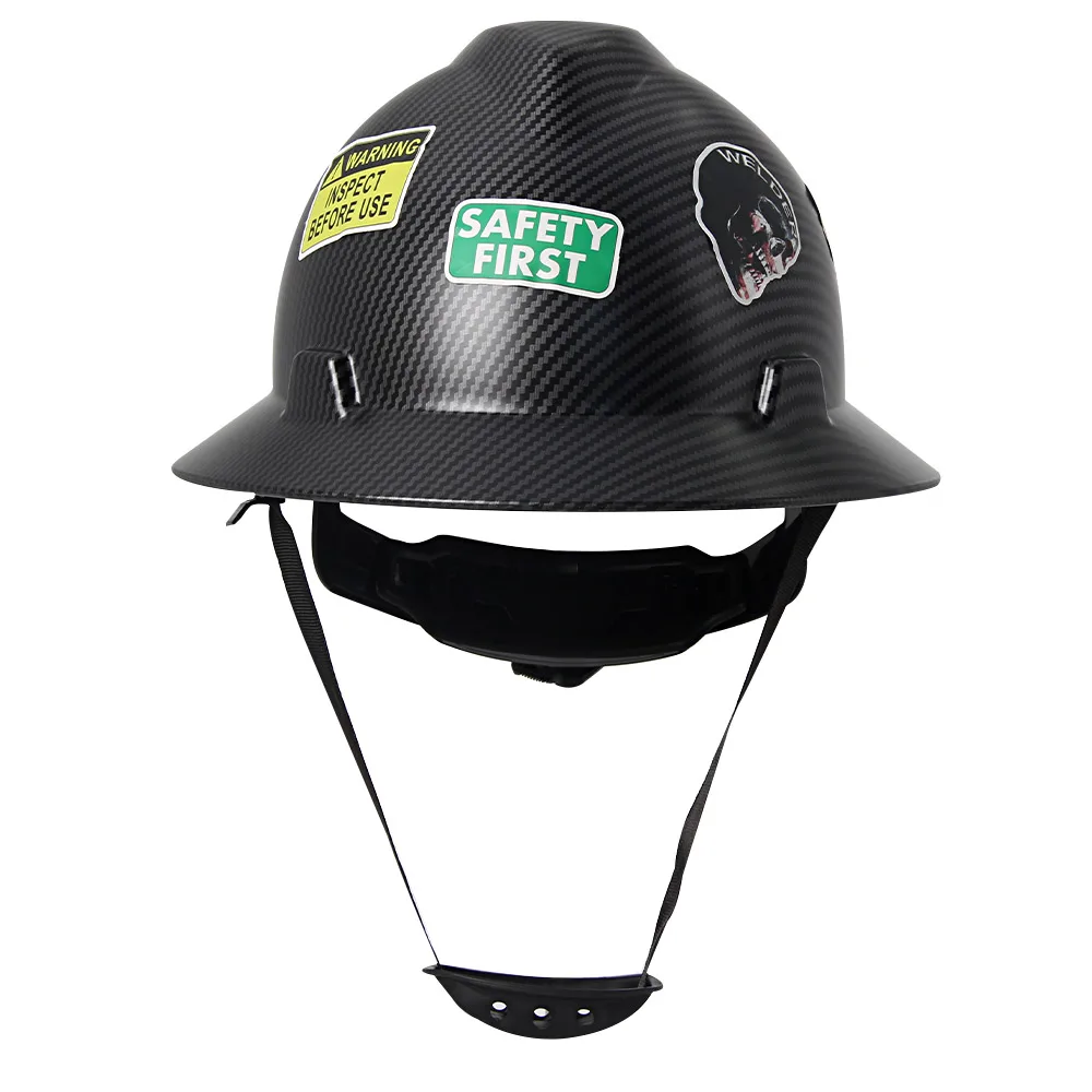 Full Brim Safety Helmet Construction Work Cap Lightweight ABS Protective Hard Hat ANSI Hard Hat w/ 50Pcs Waterproof DIY Stickers