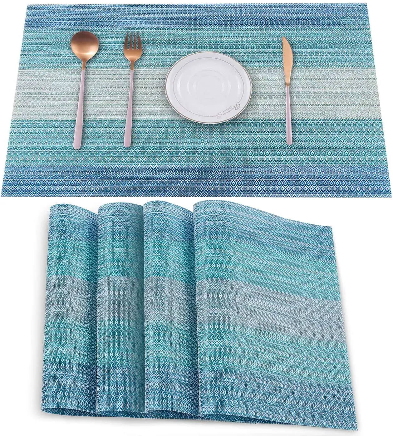 Vinyl Table Place Mats, Heat Resistant Stain Resistant Foldable Washable Wipeable Placemat for