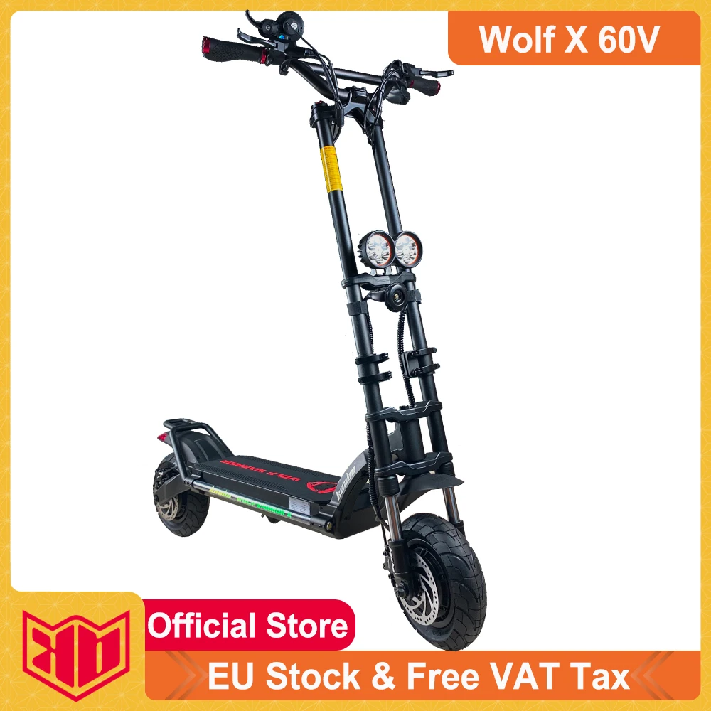 Kaabo-patinete eléctrico Wolf Warrior X plegable, Scooter con Motor Dual de 10 pulgadas, 60V, 21Ah, 2X1100W, disponible en Europa