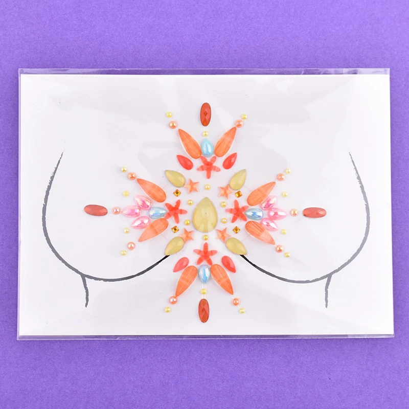 3D Glitter Sexy Chest Tattoo Sticker Festival Party Jewels Temporary Tattoos Fashion Masquerade Face Body Rhinestones Decoration