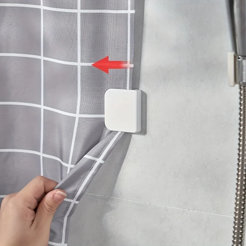 4pcs Multifunctional Shower Curtain Clips - Adhesive Curtain Clips for Bathrooms - Prevent Splashing and Secure Shower Curtains