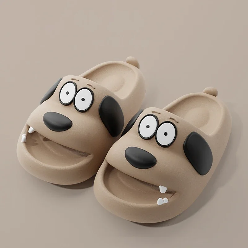 Cartoon Puppy Cute Fashion Summer Women Men Soft Cotton Slippers Flat Platform Bathroom Eva Non Slip Indoor Shoes