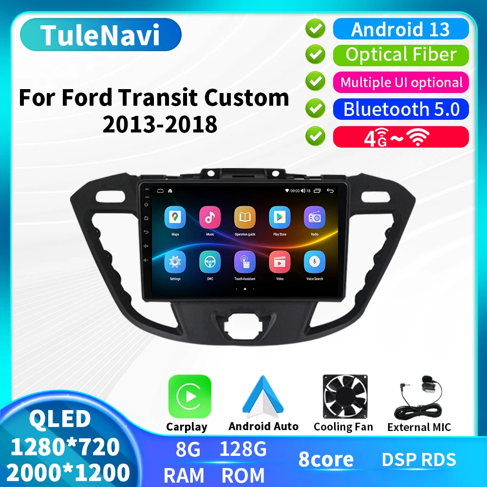2G 32G CARPLAY FÜR 1 DIN Ford Transit Custom 2018-2023 Android 13