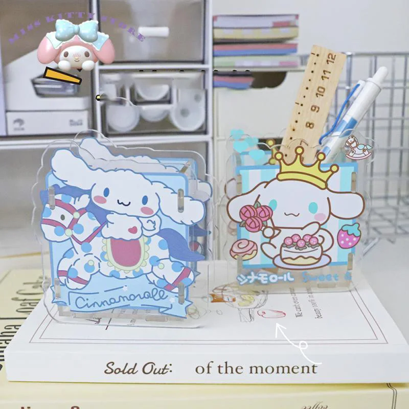 

Sanrio Cinnamoroll, креативный Настольный держатель для ручек для студентов, прозрачный акриловый аксессуар для анимации