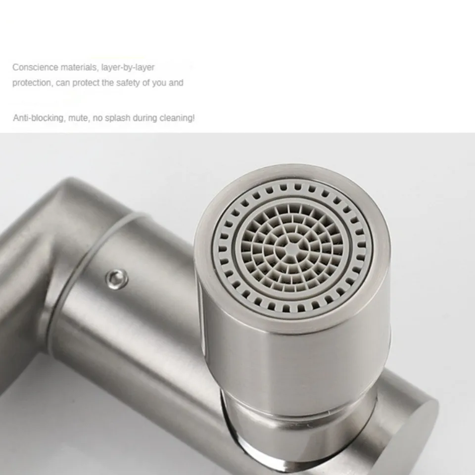 Description Picture 6 of itemStainless Steel Foldable Basin Faucet Wall Mounted Bathroom Kitchen Sink Washbasins Cold Hot Water Mixer Tap 360 Degree Swivel