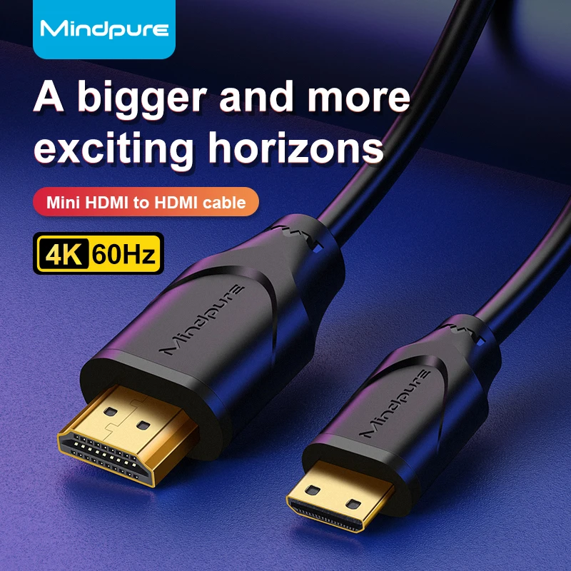 

Mindpure Mini HDMI to HDMI Cable 4K 60Hz 1080P 3D Male to Male 1m/1.5m/2m/3m Adapter for HDTV Camera Laptop Projector Camcorder