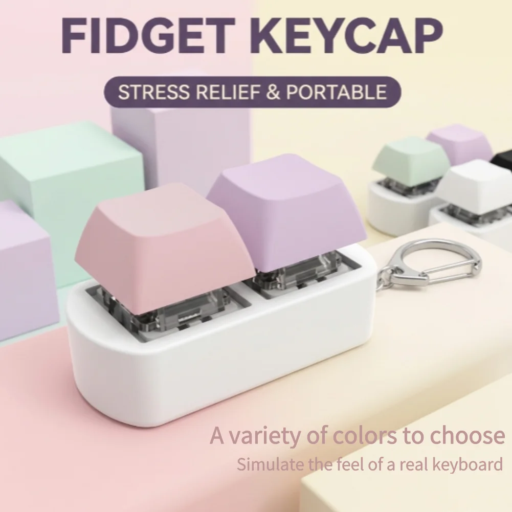 Stress Relief Fidget Clicker Keyboard Keychain