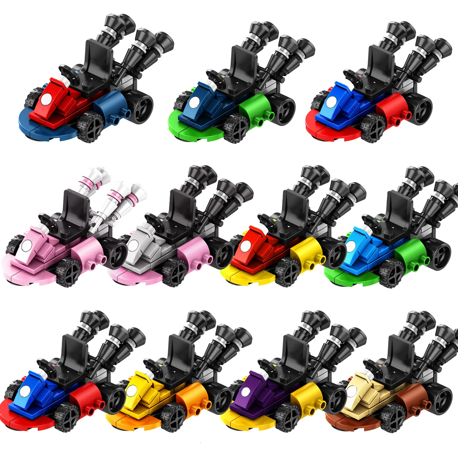 

KF6186A ABS Plastic Racing Car Accessories Cartoon Game Character Assembled Building Blocks Model Figures For Children Toys Gift