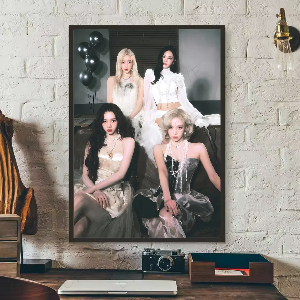 Kpop A-Aespa Poster HD art sticky wall waterproof home living room bedroom bar aesthetic decoration
