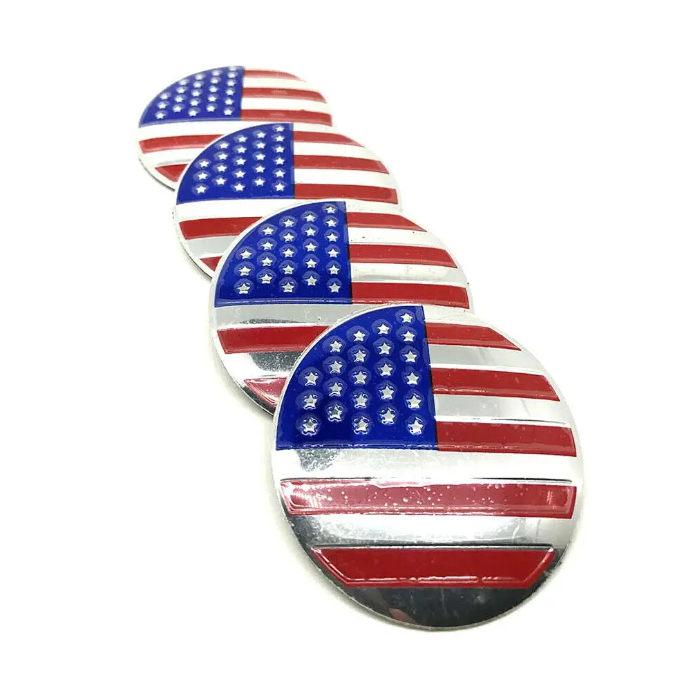 

4x 56.6mm 2.2 Inch US American Flag Car Rim Hub Cap Decal Wheel Center Stickers