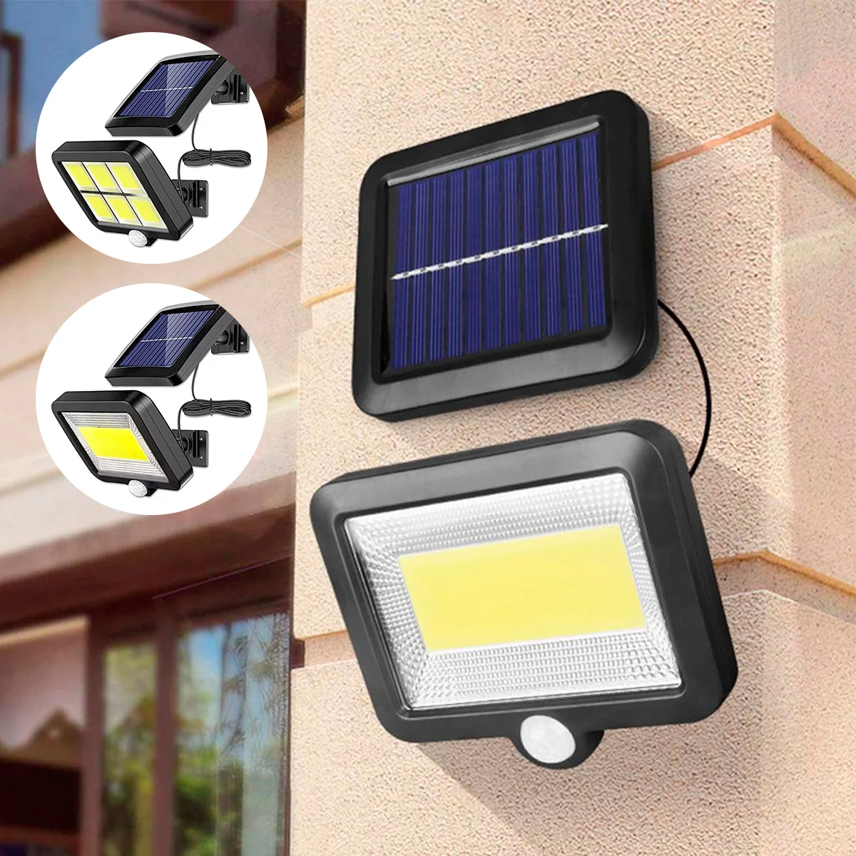 

PIR Motion Sensor Solar Powered Flood Light Outdoor Spotlight Garage Security Wall Lamp COB Garden Outdoor Street Lighting 2023