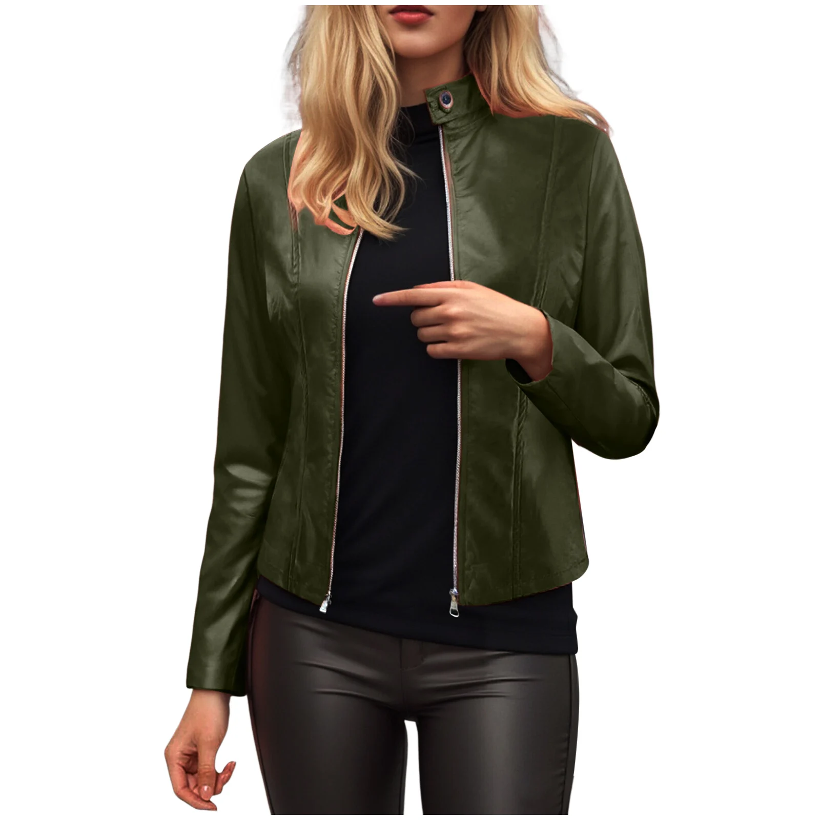Women’s Slim Fit Faux Leather Moto Jacket