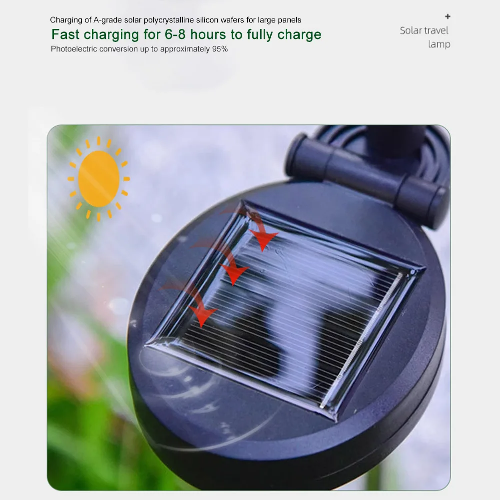 태양 등나무 꽃 조명, 최대 8 시간 지속, 인공 꽃 말뚝 조명, 꽃 조경 램프, 안뜰 정원 장식, 2 개