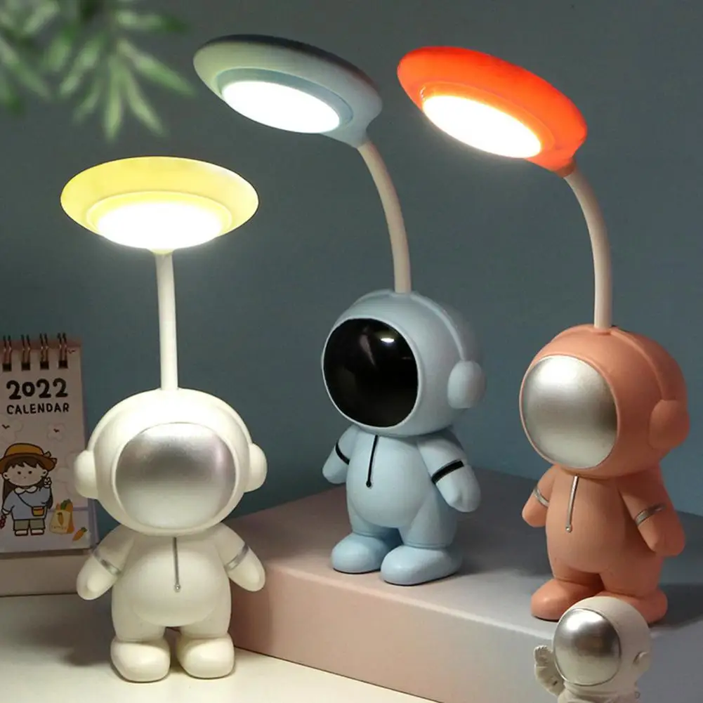 

1 Set LED Night Lamp Adorable Appearance Rechargeable Non-glaring Flicker-Free Flexible Hose Design Decorative Plastic Astronaut