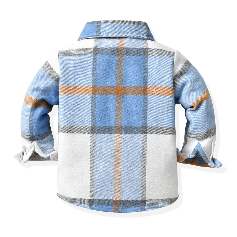 Top and Top Autumn Winter Unisex Baby Boys Girls Long Sleeve Cotton Plaid Shirts Infant Toddler Casual Button Down Blouses Tops
