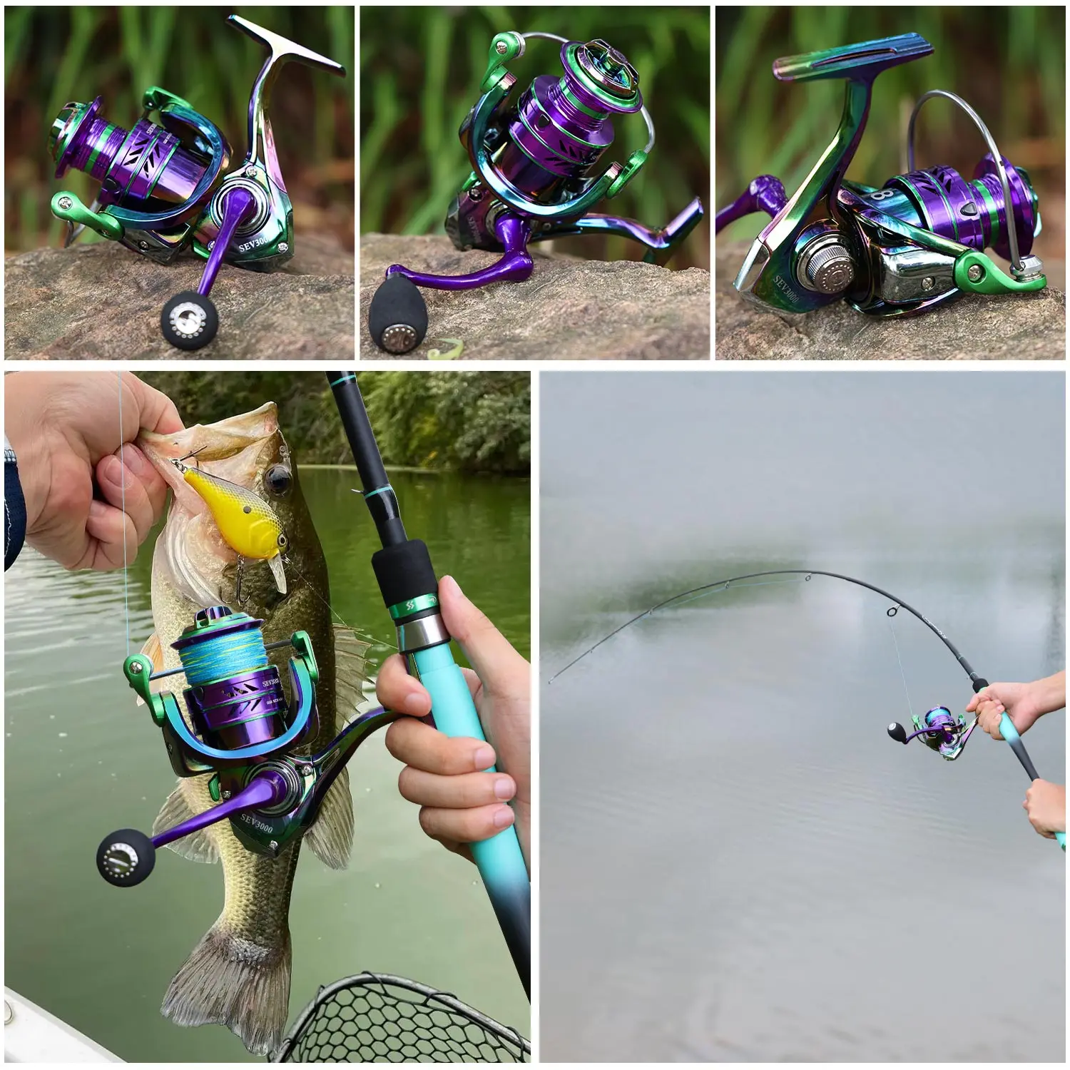 Spinning Fishing Reels Sougayilang 1000-5000 Spinning Fishing Reel 5.2:1 High Speed Ratio EVA Grip Max Drag 12kg Handle Right/Left Carp Fishing Reel